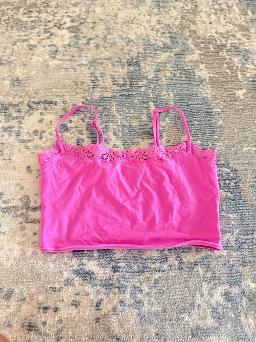 SKIMS Hot Pink Lace-Trim Crop Cami
